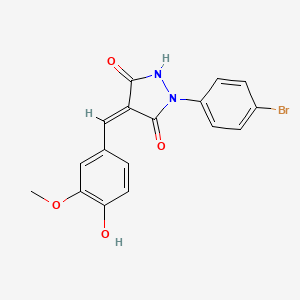 molecular formula C17H13BrN2O4 B3440317 1-(4-bromophenyl)-4-(4-hydroxy-3-methoxybenzylidene)-3,5-pyrazolidinedione 