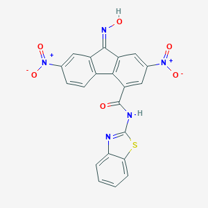 molecular formula C21H11N5O6S B344032 N-(1,3-benzothiazol-2-yl)-9-(hydroxyimino)-2,7-bisnitro-9H-fluorene-4-carboxamide 