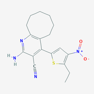 molecular formula C18H20N4O2S B3440483 2-amino-4-(5-ethyl-4-nitro-2-thienyl)-5,6,7,8,9,10-hexahydrocycloocta[b]pyridine-3-carbonitrile 