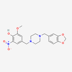 molecular formula C20H23N3O6 B3440496 4-{[4-(1,3-benzodioxol-5-ylmethyl)-1-piperazinyl]methyl}-2-methoxy-6-nitrophenol 