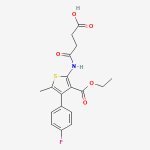 molecular formula C18H18FNO5S B3440545 4-{[3-(ethoxycarbonyl)-4-(4-fluorophenyl)-5-methyl-2-thienyl]amino}-4-oxobutanoic acid 