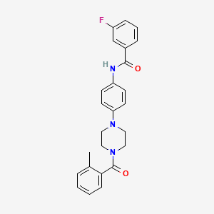 molecular formula C25H24FN3O2 B3440661 3-fluoro-N-{4-[4-(2-methylbenzoyl)-1-piperazinyl]phenyl}benzamide 
