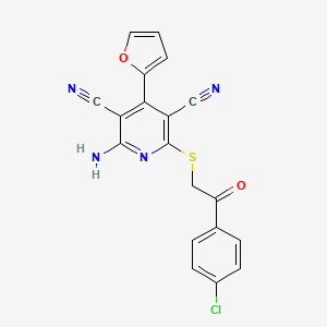 2-amino-6-{[2-(4-chlorophenyl)-2-oxoethyl]thio}-4-(2-furyl)-3,5-pyridinedicarbonitrile