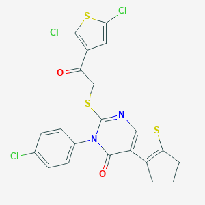 3-(4-chlorophenyl)-2-{[2-(2,5-dichloro-3-thienyl)-2-oxoethyl]sulfanyl}-3,5,6,7-tetrahydro-4H-cyclopenta[4,5]thieno[2,3-d]pyrimidin-4-one