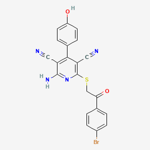 2-amino-6-{[2-(4-bromophenyl)-2-oxoethyl]thio}-4-(4-hydroxyphenyl)-3,5-pyridinedicarbonitrile