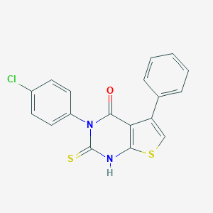 molecular formula C18H11ClN2OS2 B344078 3-(4-chlorophenyl)-5-phenyl-2-thioxo-2,3-dihydrothieno[2,3-d]pyrimidin-4(1H)-one 