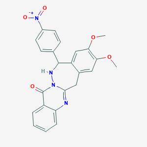 molecular formula C24H20N4O5 B344082 11-{4-nitrophenyl}-8,9-dimethoxy-11,12-dihydroquinazolino[3,2-c][2,3]benzodiazepin-14(6H)-one 