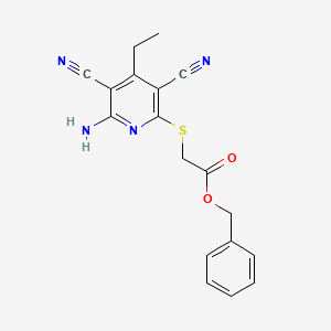 benzyl [(6-amino-3,5-dicyano-4-ethyl-2-pyridinyl)thio]acetate