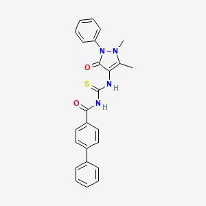 N-{[(1,5-dimethyl-3-oxo-2-phenyl-2,3-dihydro-1H-pyrazol-4-yl)amino]carbonothioyl}-4-biphenylcarboxamide