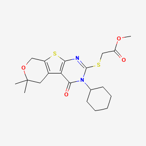 methyl [(3-cyclohexyl-6,6-dimethyl-4-oxo-3,5,6,8-tetrahydro-4H-pyrano[4',3':4,5]thieno[2,3-d]pyrimidin-2-yl)thio]acetate