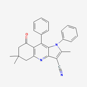 molecular formula C27H23N3O B3441234 2,6,6-trimethyl-8-oxo-1,9-diphenyl-5,6,7,8-tetrahydro-1H-pyrrolo[3,2-b]quinoline-3-carbonitrile 