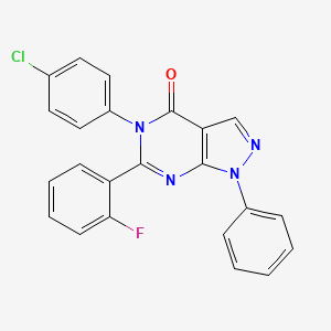 molecular formula C23H14ClFN4O B3441249 5-(4-chlorophenyl)-6-(2-fluorophenyl)-1-phenyl-1,5-dihydro-4H-pyrazolo[3,4-d]pyrimidin-4-one 