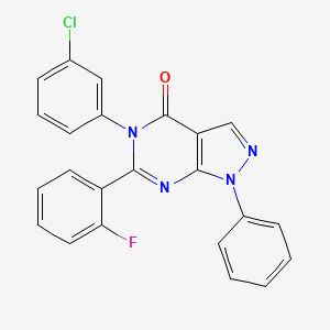 molecular formula C23H14ClFN4O B3441256 5-(3-chlorophenyl)-6-(2-fluorophenyl)-1-phenyl-1,5-dihydro-4H-pyrazolo[3,4-d]pyrimidin-4-one 