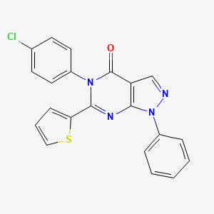 5-(4-chlorophenyl)-1-phenyl-6-(2-thienyl)-1,5-dihydro-4H-pyrazolo[3,4-d]pyrimidin-4-one