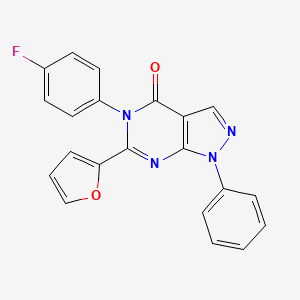 molecular formula C21H13FN4O2 B3441279 5-(4-fluorophenyl)-6-(2-furyl)-1-phenyl-1,5-dihydro-4H-pyrazolo[3,4-d]pyrimidin-4-one 