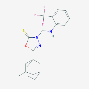 molecular formula C20H22F3N3OS B344128 5-(1-adamantyl)-3-{[2-(trifluoromethyl)anilino]methyl}-1,3,4-oxadiazole-2(3H)-thione 