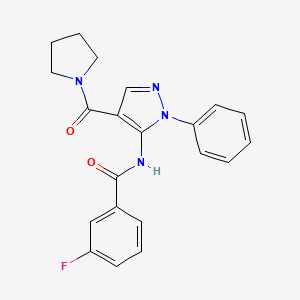 molecular formula C21H19FN4O2 B3441281 3-fluoro-N-[1-phenyl-4-(1-pyrrolidinylcarbonyl)-1H-pyrazol-5-yl]benzamide 