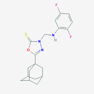 molecular formula C19H21F2N3OS B344129 5-(1-adamantyl)-3-[(2,5-difluoroanilino)methyl]-1,3,4-oxadiazole-2(3H)-thione 