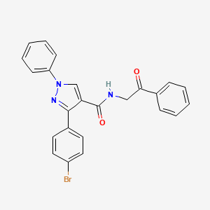 molecular formula C24H18BrN3O2 B3441294 3-(4-bromophenyl)-N-(2-oxo-2-phenylethyl)-1-phenyl-1H-pyrazole-4-carboxamide 