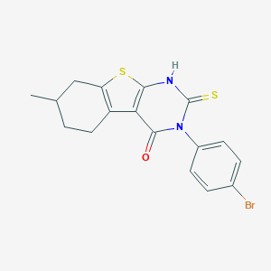 molecular formula C17H15BrN2OS2 B344130 3-(4-bromophenyl)-7-methyl-2-sulfanyl-5,6,7,8-tetrahydro[1]benzothieno[2,3-d]pyrimidin-4(3H)-one 