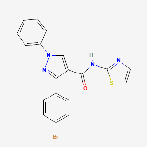 molecular formula C19H13BrN4OS B3441300 3-(4-bromophenyl)-1-phenyl-N-1,3-thiazol-2-yl-1H-pyrazole-4-carboxamide 