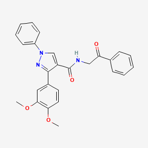 molecular formula C26H23N3O4 B3441311 3-(3,4-dimethoxyphenyl)-N-(2-oxo-2-phenylethyl)-1-phenyl-1H-pyrazole-4-carboxamide 