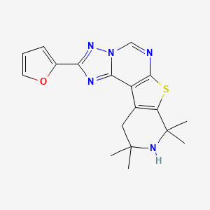 molecular formula C18H19N5OS B3441328 2-(2-furyl)-8,8,10,10-tetramethyl-8,9,10,11-tetrahydropyrido[4',3':4,5]thieno[3,2-e][1,2,4]triazolo[1,5-c]pyrimidine 