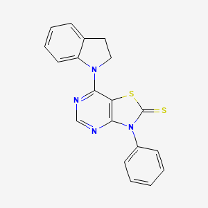 molecular formula C19H14N4S2 B3441336 7-(2,3-dihydro-1H-indol-1-yl)-3-phenyl[1,3]thiazolo[4,5-d]pyrimidine-2(3H)-thione 