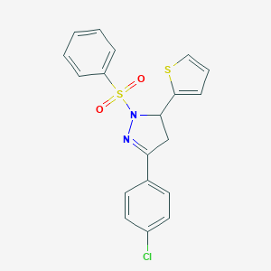 molecular formula C19H15ClN2O2S2 B344134 3-(4-chlorophenyl)-1-(phenylsulfonyl)-5-(2-thienyl)-4,5-dihydro-1H-pyrazole 