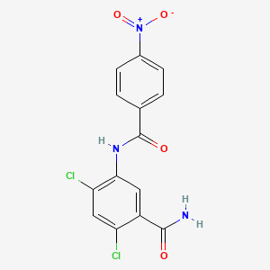 molecular formula C14H9Cl2N3O4 B3441348 2,4-dichloro-5-[(4-nitrobenzoyl)amino]benzamide 