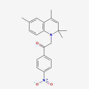 molecular formula C21H22N2O3 B3441356 1-(4-nitrophenyl)-2-(2,2,4,6-tetramethyl-1(2H)-quinolinyl)ethanone 