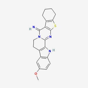 molecular formula C21H20N4OS B3441379 3-methoxy-5,9,10,11,12,15-hexahydro[1]benzothieno[2'',3'':4',5']pyrimido[1',2':1,2]pyrido[3,4-b]indol-8(6H)-imine 