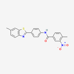 4-methyl-N-[4-(6-methyl-1,3-benzothiazol-2-yl)phenyl]-3-nitrobenzamide