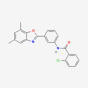 molecular formula C22H17ClN2O2 B3441437 2-chloro-N-[3-(5,7-dimethyl-1,3-benzoxazol-2-yl)phenyl]benzamide 