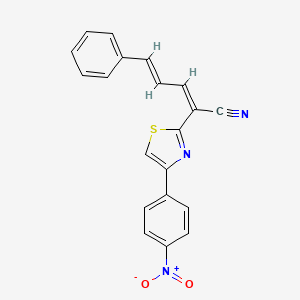 molecular formula C20H13N3O2S B3441439 2-[4-(4-nitrophenyl)-1,3-thiazol-2-yl]-5-phenyl-2,4-pentadienenitrile 