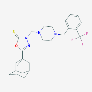molecular formula C25H31F3N4OS B344148 5-(1-Adamantyl)-3-[[4-[[2-(trifluoromethyl)phenyl]methyl]piperazin-1-yl]methyl]-1,3,4-oxadiazole-2-thione 