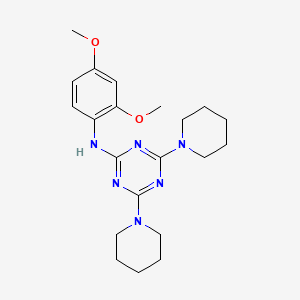 N-(2,4-dimethoxyphenyl)-4,6-di-1-piperidinyl-1,3,5-triazin-2-amine