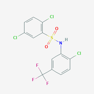 molecular formula C13H7Cl3F3NO2S B3441507 2,5-dichloro-N-[2-chloro-5-(trifluoromethyl)phenyl]benzenesulfonamide 