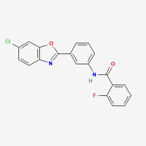 molecular formula C20H12ClFN2O2 B3441556 N-[3-(6-chloro-1,3-benzoxazol-2-yl)phenyl]-2-fluorobenzamide 