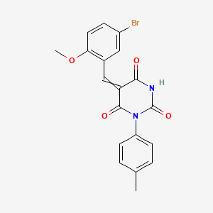 molecular formula C19H15BrN2O4 B3441562 5-(5-bromo-2-methoxybenzylidene)-1-(4-methylphenyl)-2,4,6(1H,3H,5H)-pyrimidinetrione 