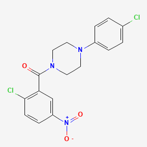 molecular formula C17H15Cl2N3O3 B3441632 1-(2-chloro-5-nitrobenzoyl)-4-(4-chlorophenyl)piperazine 