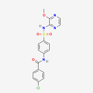 molecular formula C18H15ClN4O4S B3441661 4-chloro-N-(4-{[(3-methoxy-2-pyrazinyl)amino]sulfonyl}phenyl)benzamide 