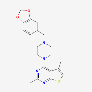 molecular formula C21H24N4O2S B3441667 4-[4-(1,3-benzodioxol-5-ylmethyl)-1-piperazinyl]-2,5,6-trimethylthieno[2,3-d]pyrimidine 