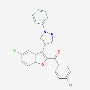 molecular formula C24H14Cl2N2O2 B344167 (4-chlorophenyl)[5-chloro-3-(1-phenyl-1H-pyrazol-4-yl)-1-benzofuran-2-yl]methanone 