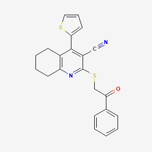 molecular formula C22H18N2OS2 B3441673 2-[(2-oxo-2-phenylethyl)thio]-4-(2-thienyl)-5,6,7,8-tetrahydro-3-quinolinecarbonitrile 