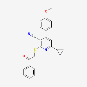 molecular formula C24H20N2O2S B3441677 6-cyclopropyl-4-(4-methoxyphenyl)-2-[(2-oxo-2-phenylethyl)thio]nicotinonitrile 