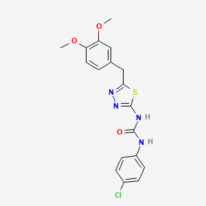 molecular formula C18H17ClN4O3S B3441687 N-(4-chlorophenyl)-N'-[5-(3,4-dimethoxybenzyl)-1,3,4-thiadiazol-2-yl]urea 