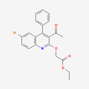 molecular formula C21H18BrNO4 B3441688 ethyl [(3-acetyl-6-bromo-4-phenyl-2-quinolinyl)oxy]acetate 