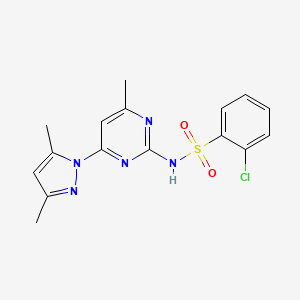 molecular formula C16H16ClN5O2S B3441701 2-chloro-N-[4-(3,5-dimethyl-1H-pyrazol-1-yl)-6-methyl-2-pyrimidinyl]benzenesulfonamide 