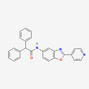 2,2-diphenyl-N-[2-(4-pyridinyl)-1,3-benzoxazol-5-yl]acetamide